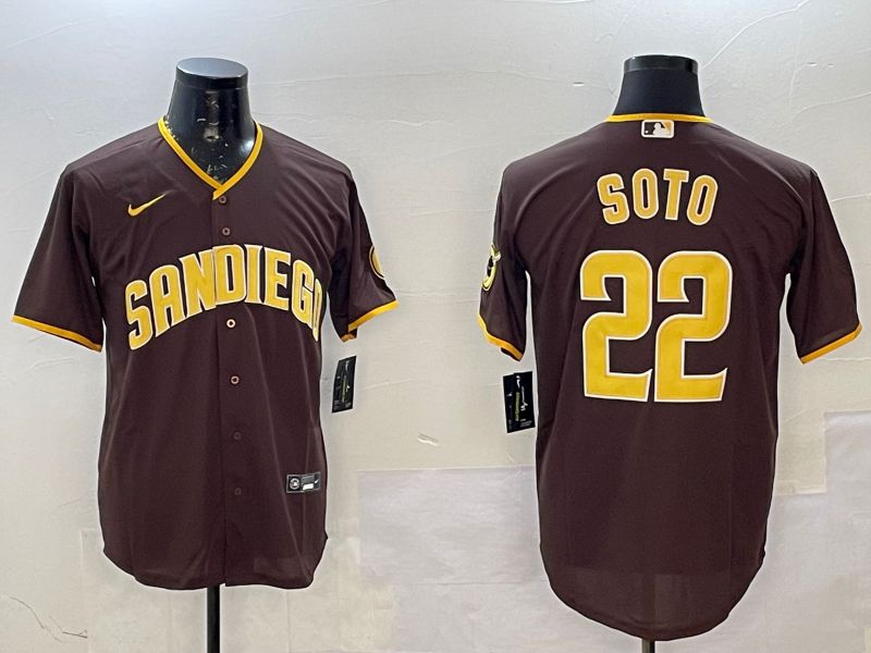 Men San Diego Padres #22 Soto Brown Game 2025 Nike MLB Jersey style 1